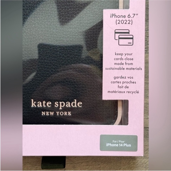 Kate Spade Wrap Folio Wallet Case IPhone 14 Plus Black New! - Picture 3 of 14